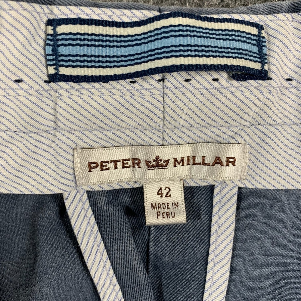 Peter Millar Shorts Mens 42 Fits 40 Blue Cotton Flat Front Casual Preppy Golf - Picture 2 of 10